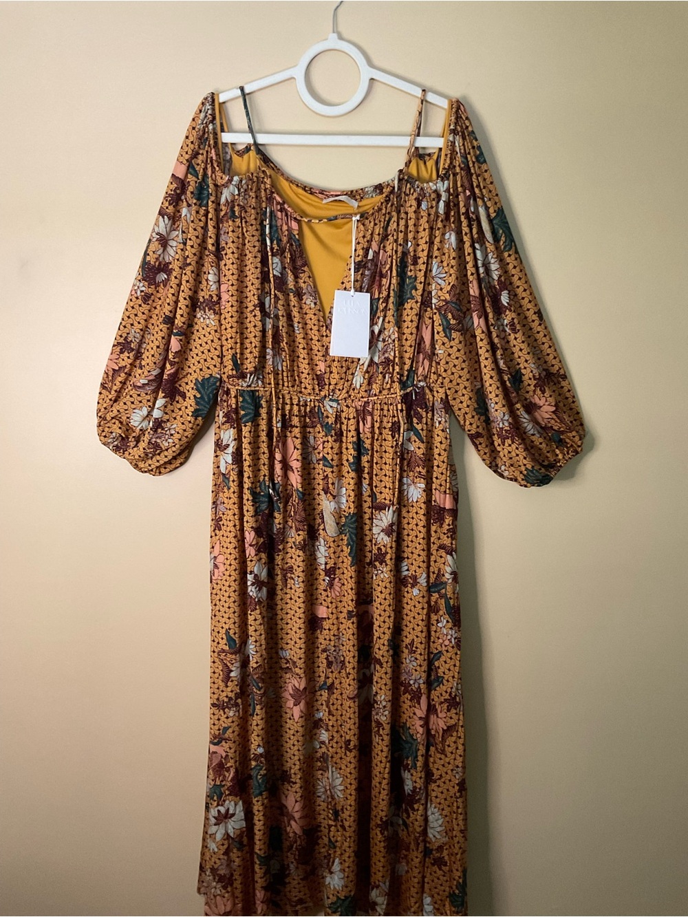 Ulla Johnson Mustard Floral Long Sleeve Maxi Dress- NWT